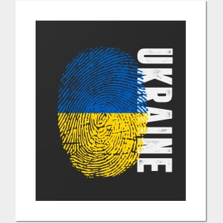 Ukraine Flag Fingerprint My Story DNA Ukrainian Posters and Art